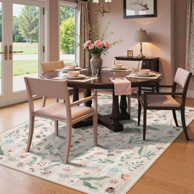 Insect Botanical Print Non-Slip Washable Soft Rug - Image 7