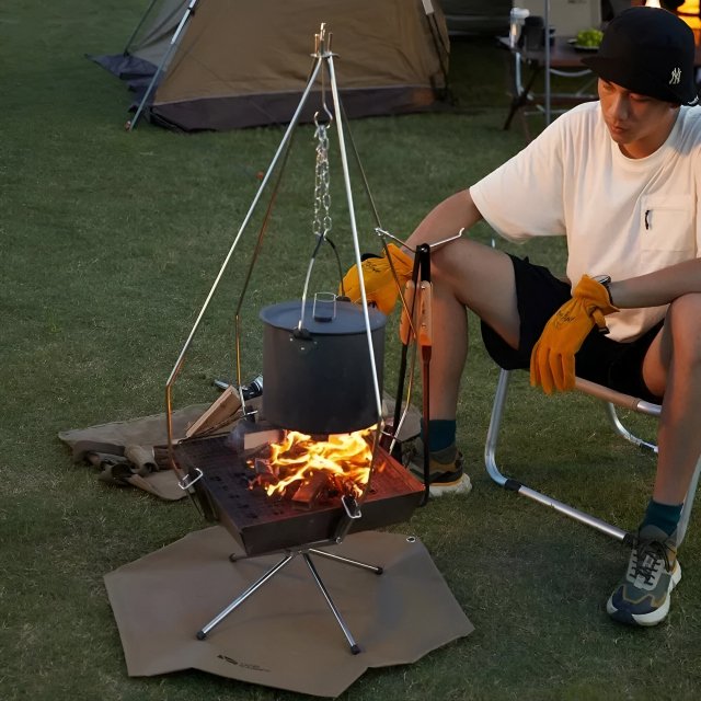 Portable Stainless Steel Foldable Campfire Grill & Wood Burning Stove - Image 4