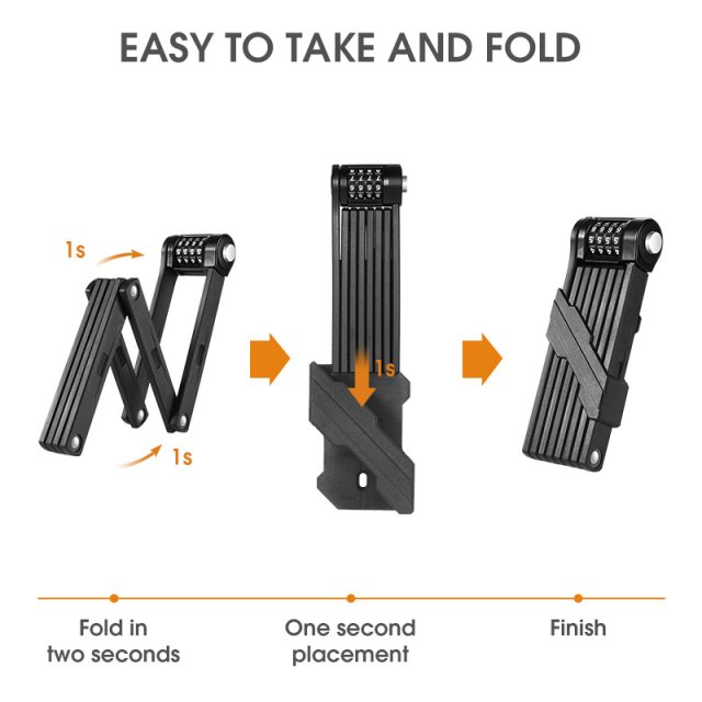 Foldable Bike Chain Lock with Password – Heavy-Duty Anti-Theft for Bikes & E-Scooters - Image 3