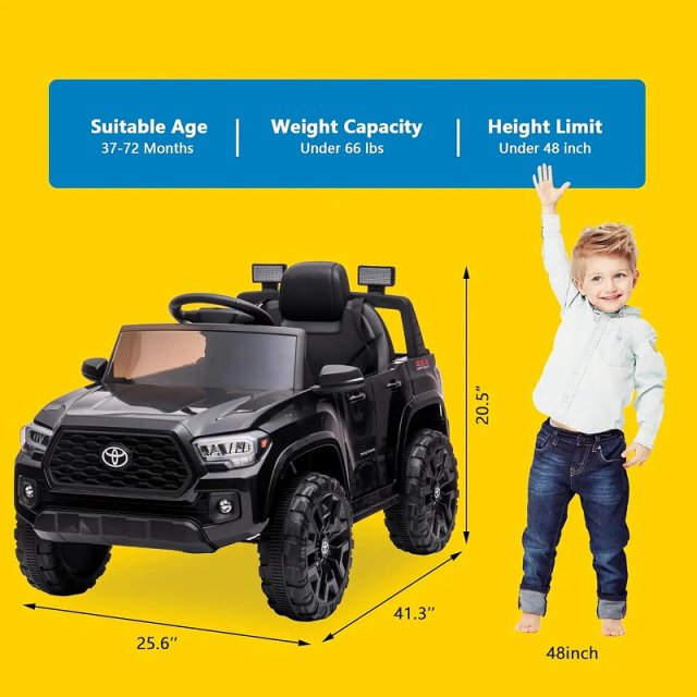 12V Kids Ride On Truck with Remote Control, LED Lights, Suspension & 3 Speeds - Image 6