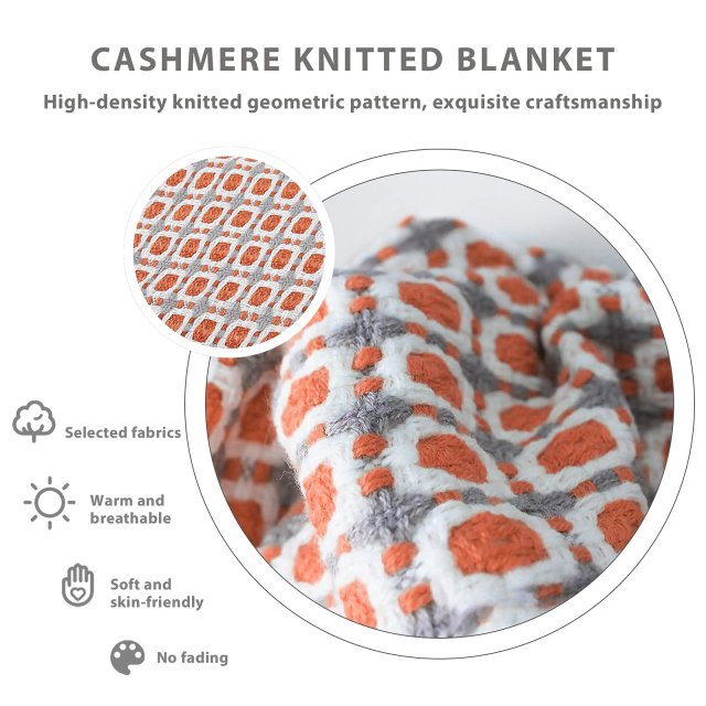 Houndstooth Plaid Knitted Throw Blanket - Image 5
