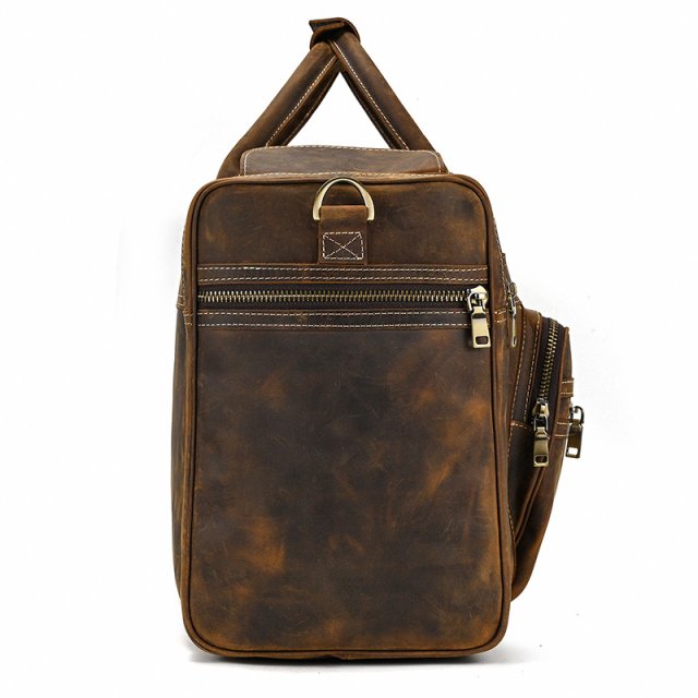 Genuine Leather Men’s Travel Duffel Bag – Large Cowhide Weekend Luggage Tote - Image 4