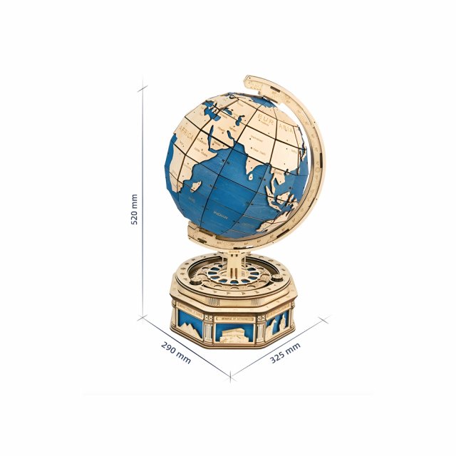 3D Wooden Globe Puzzle Kit with Rotating Base - Image 6