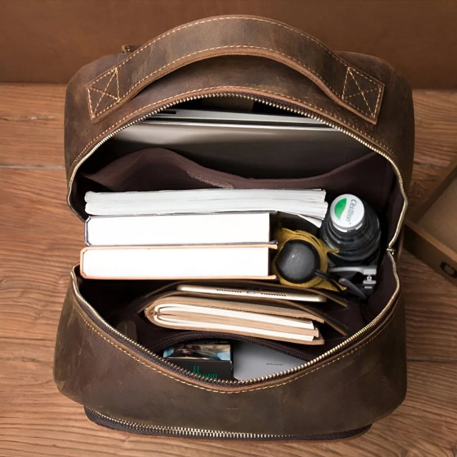 Genuine Leather Men's Backpack for 15.6" Laptop - Stylish and Durable Travel Rucksack - Image 6