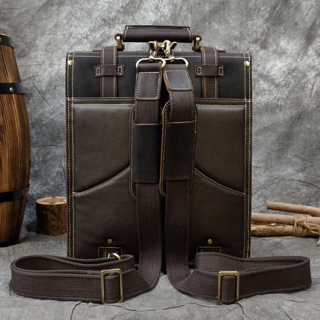 Men's Genuine Leather 14" Laptop Backpack & Business Tote - Multi-Use Cowhide Rucksack - Image 4