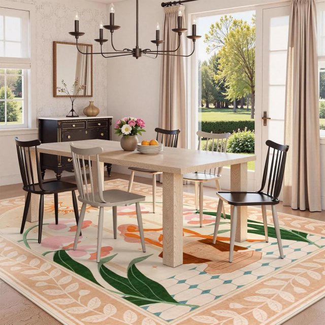 Floral Washable Rug for Living Room - Image 9