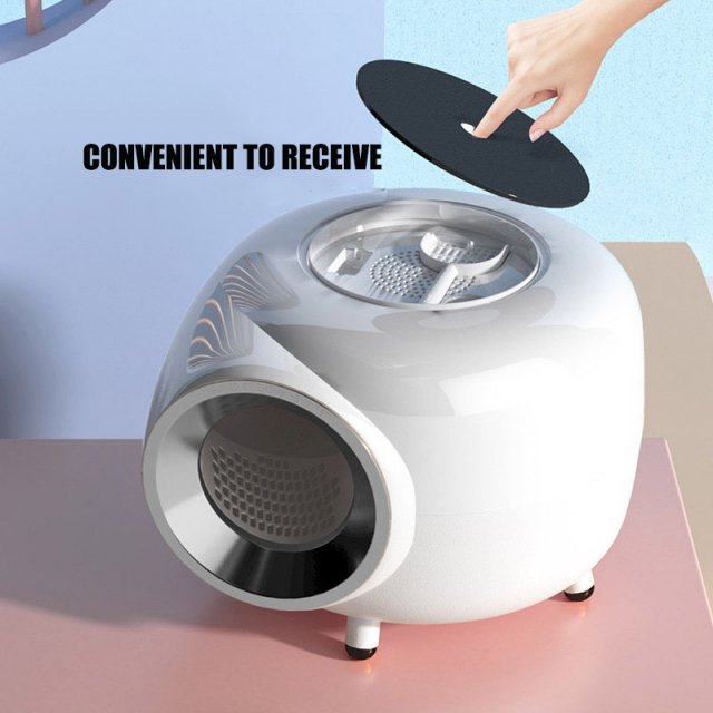 Fully Enclosed Round Cat Litter Box with Scoop – Record Player Style, for Pets Under 22lbs - Image 5
