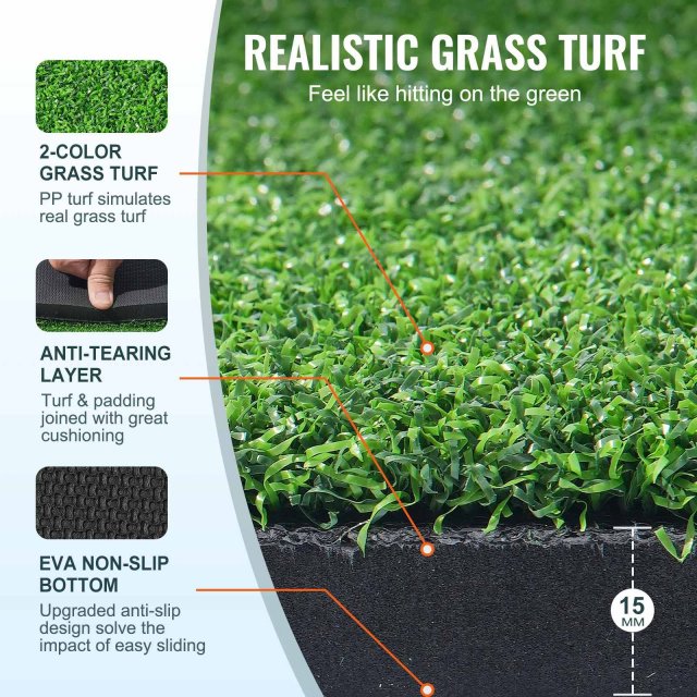 4-in-1 Golf Hitting Mat 5x4ft with Interchangeable Turf Inserts & Tees - Image 4