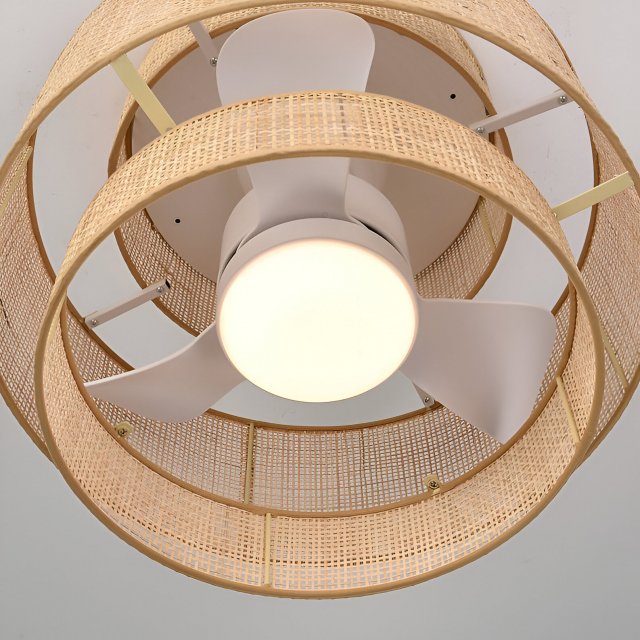 21-Inch Bamboo LED Ceiling Fan with Light, Remote & Timer - Image 7