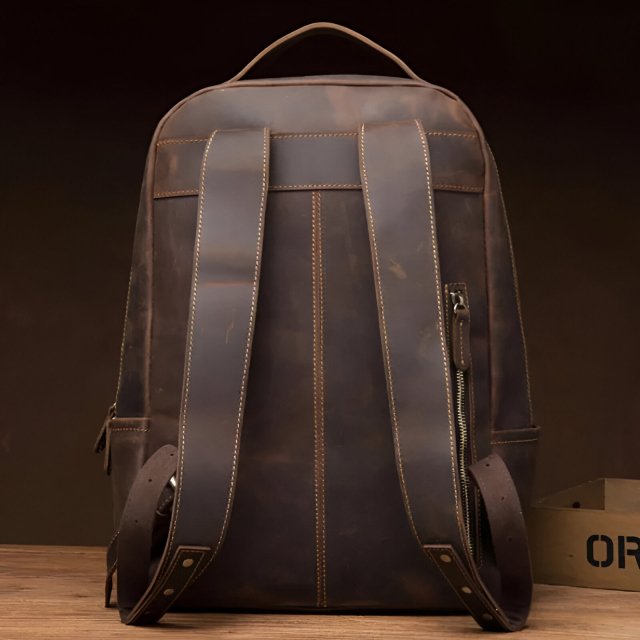 Genuine Leather Men's Backpack for 15.6" Laptop - Stylish and Durable Travel Rucksack - Image 5