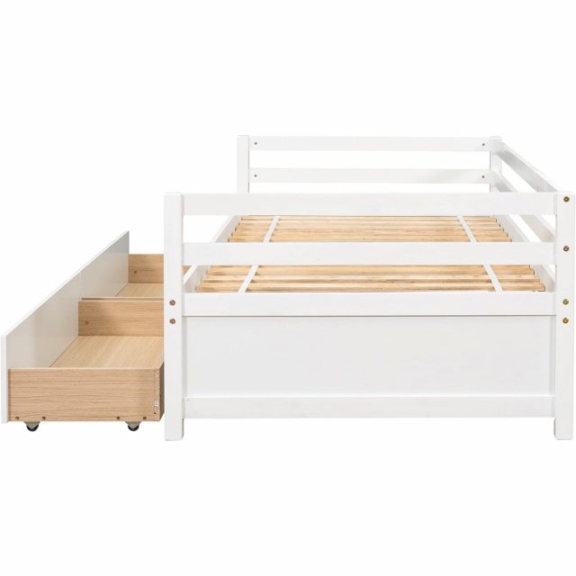 Wooden Twin Daybed with Drawers – Sofa Bed Frame for Kids Room or Living Room - Image 5