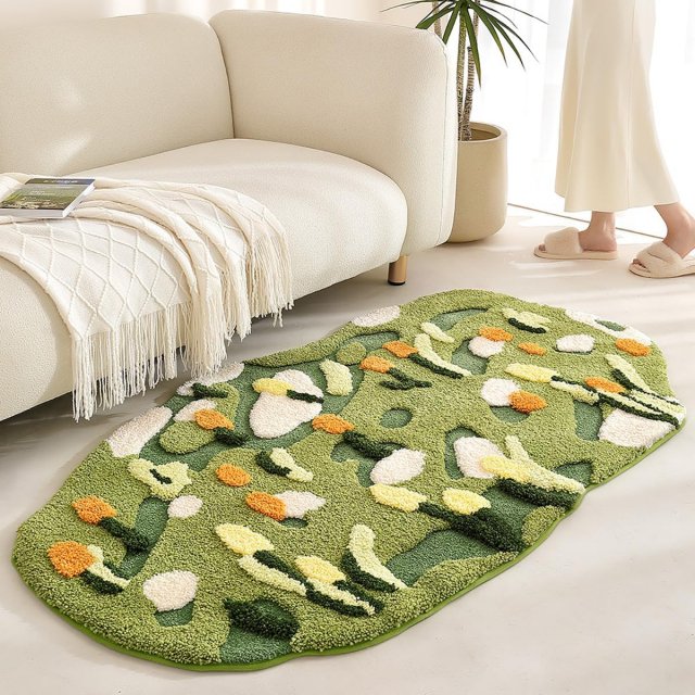 Hand Tufted Moss Floral Area Rug - Image 7