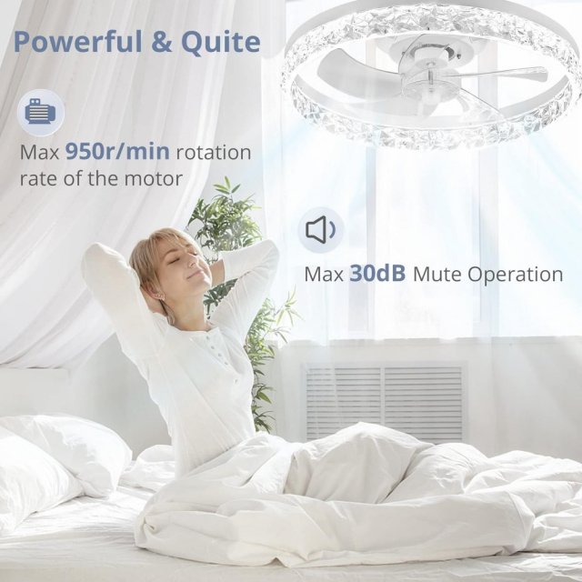 20" Flush Mount Ceiling Fan with Dimmable Light, Remote & App Control - Image 5