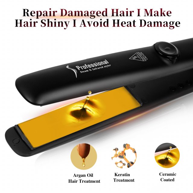 Professional Infrared Steam Hair Straightener with Argan Oil Treatment - Image 5