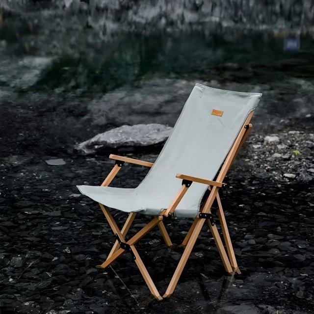Portable Folding Wooden Outdoor Butterfly Chair with Armrests - Image 3