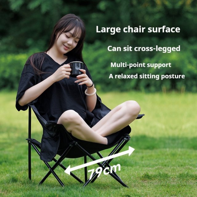 Widened Folding Moon Chair with Thick Oxford Fabric for Camping & Beach - Image 3