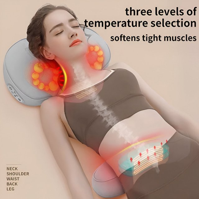2-in-1 Neck and Back Massager Pillow with Heat & Air Traction – Home & Car Use - Image 6