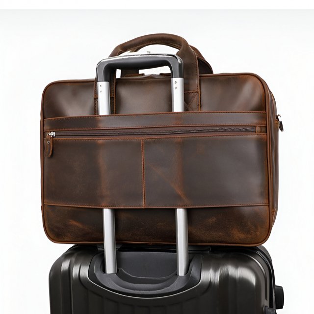Genuine Leather Briefcase for Men – 17 Inch Laptop Business Tote Bag - Image 5