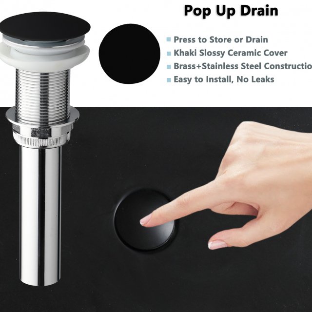Matte Black Resin Bathroom Sink Set with Brass Faucet and Pop-Up Drain - Image 4