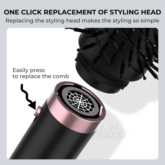 1000W Air Wrap Rotating Hot Air Brush & Hair Dryer with Ion Technology - Image 4
