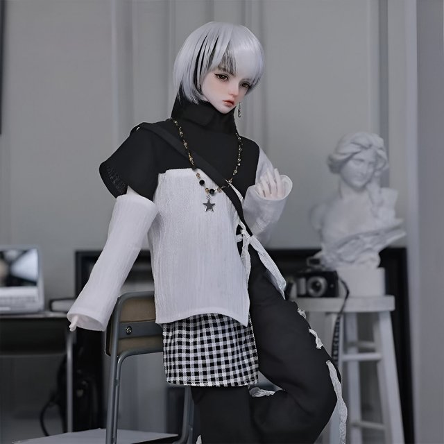 1/4 BJD Doll Full Set with Moveable Joints – Casual Neutral Anime Style - Image 3