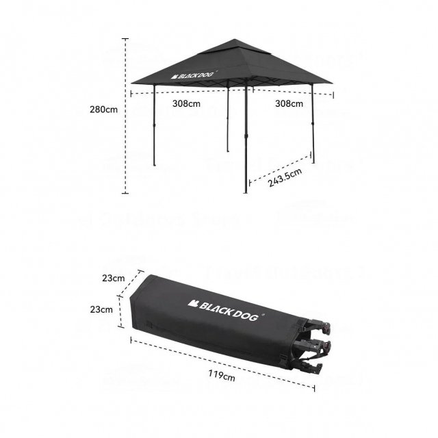 Outdoor 3x3m Sunshade Gazebo Awning Parasol for Camping, Waterproof Tarp - Image 6