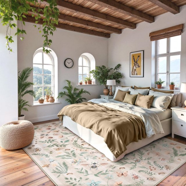 Insect Botanical Print Non-Slip Washable Soft Rug - Image 6