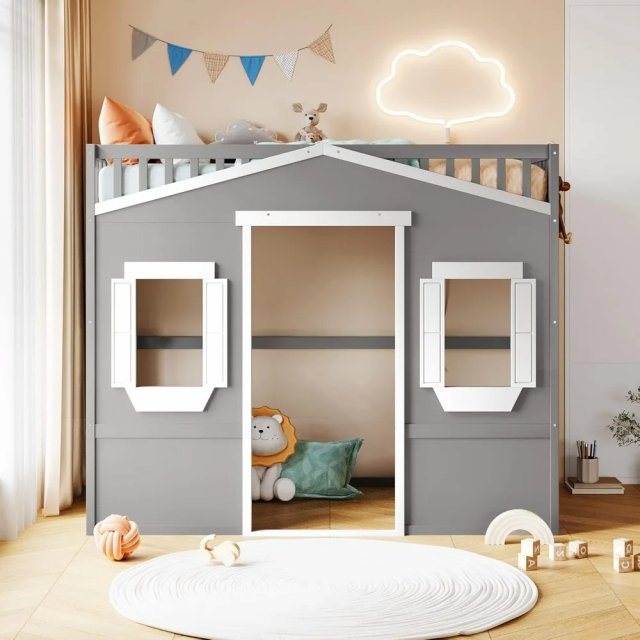 Twin Loft House Bed with Windows & Ladder - Image 2