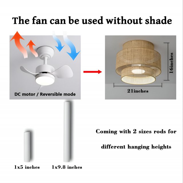 21-Inch Bamboo LED Ceiling Fan with Light, Remote & Timer - Image 5