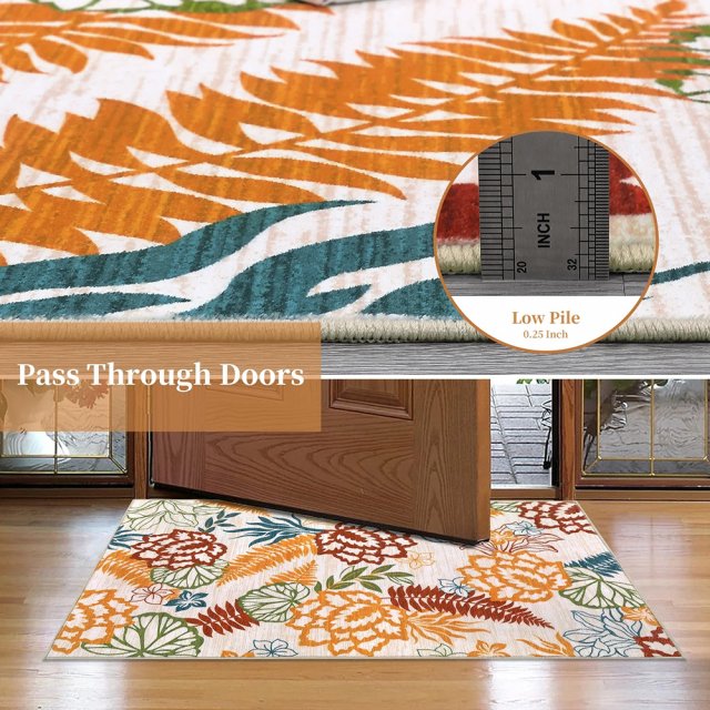 Botanical Floral Non-Slip Area Rug – Soft, Modern & Machine Washable - Image 3