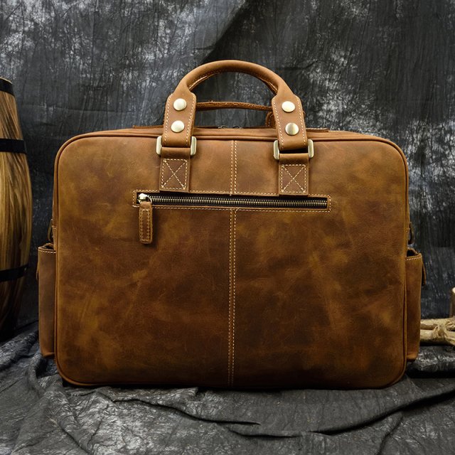Vintage Leather Men's Briefcase – 15.6" Cowhide Laptop Business Messenger Bag - Image 4