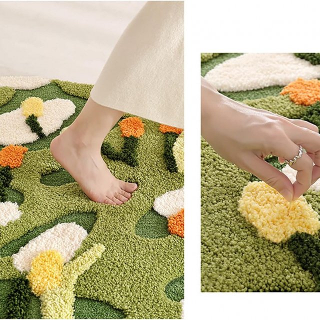 Hand Tufted Moss Floral Area Rug - Image 3