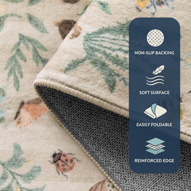 Insect Botanical Print Non-Slip Washable Soft Rug - Image 3