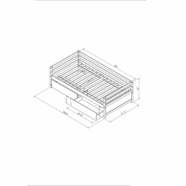 Wooden Twin Daybed with Drawers – Sofa Bed Frame for Kids Room or Living Room - Image 7