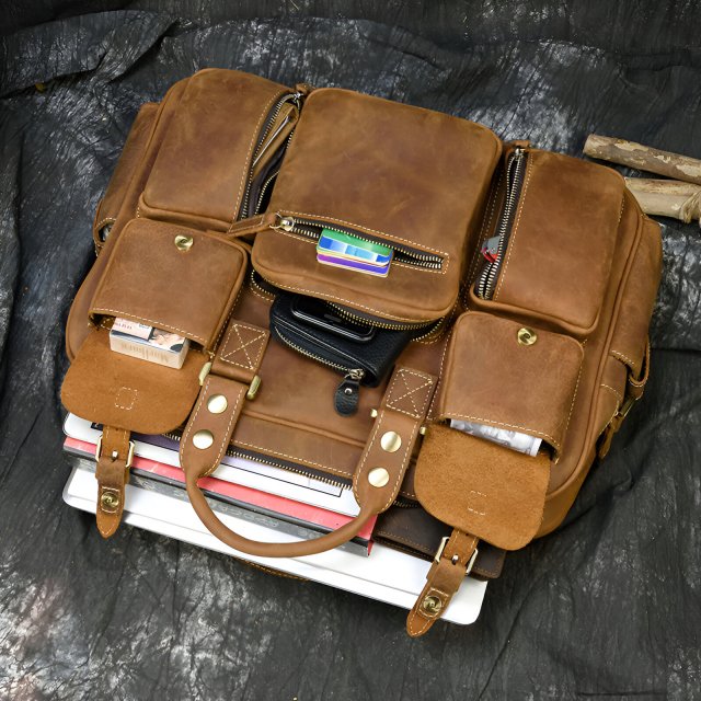 Vintage Leather Men's Briefcase – 15.6" Cowhide Laptop Business Messenger Bag - Image 6