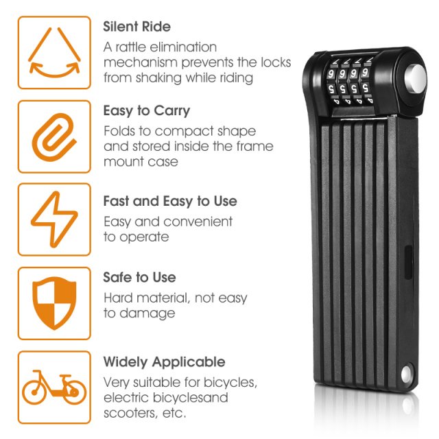 Foldable Bike Chain Lock with Password – Heavy-Duty Anti-Theft for Bikes & E-Scooters - Image 5