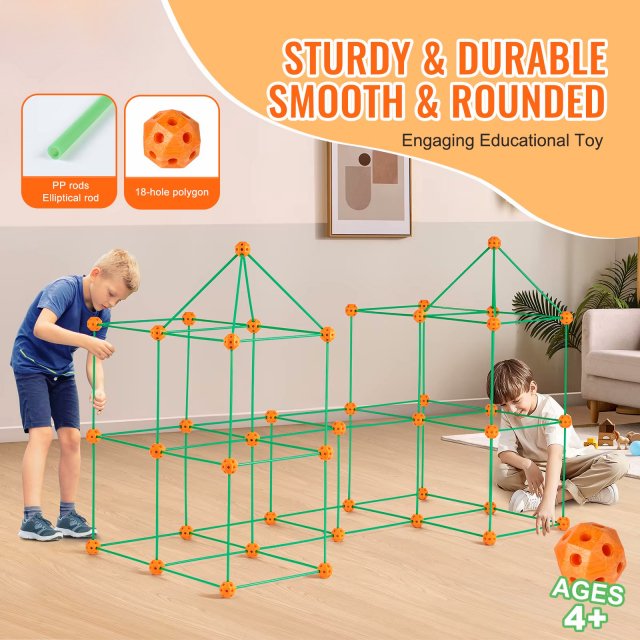 Glow-in-the-Dark Fort Building Kit – 140-Piece STEM Play Tent for Kids 4+