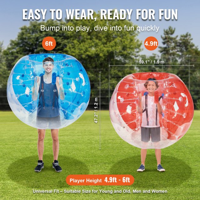 2-Pack 5FT Inflatable Bumper Balls – Durable Bubble Soccer Set for All Ages