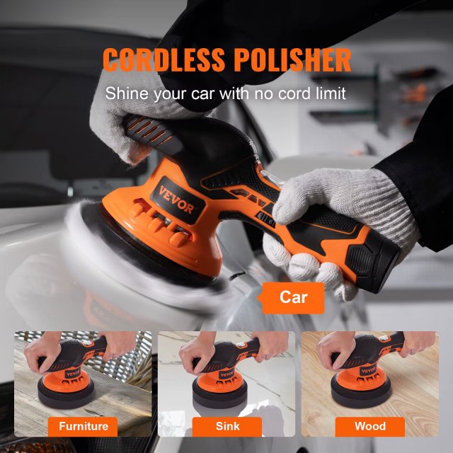 6-Inch Cordless Buffer Polisher - Variable Speed Car Polisher with 4 Pads