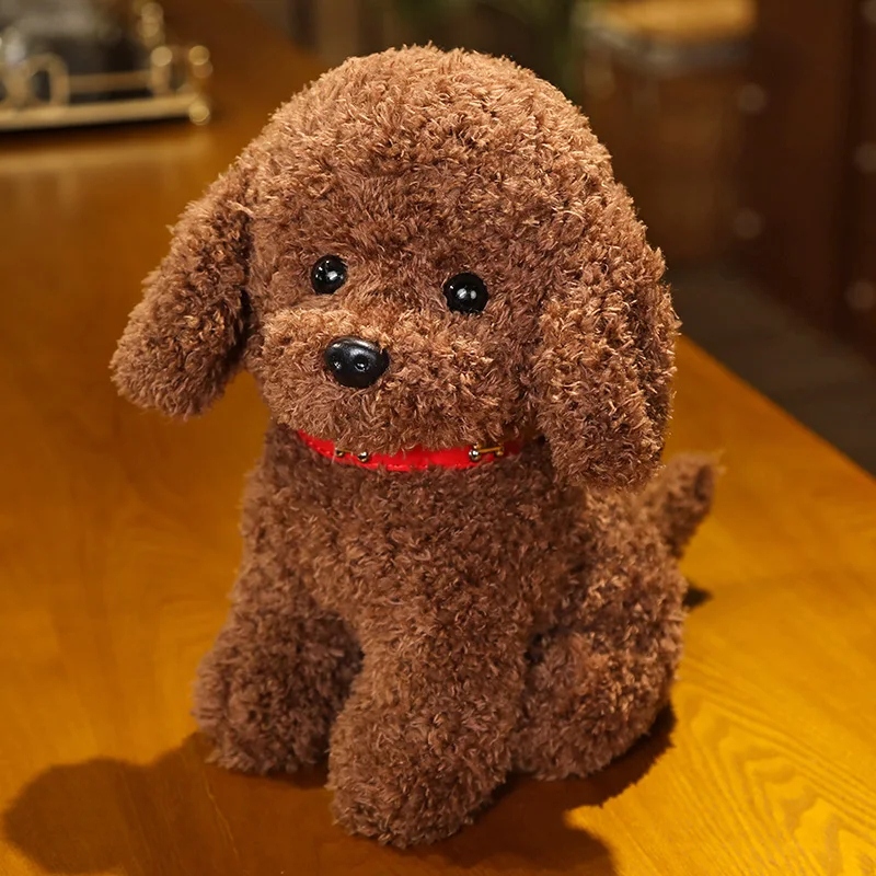 Lovely Curly Hair Teddy Dog Plush Toy with Collar & Head Flower - Image 5