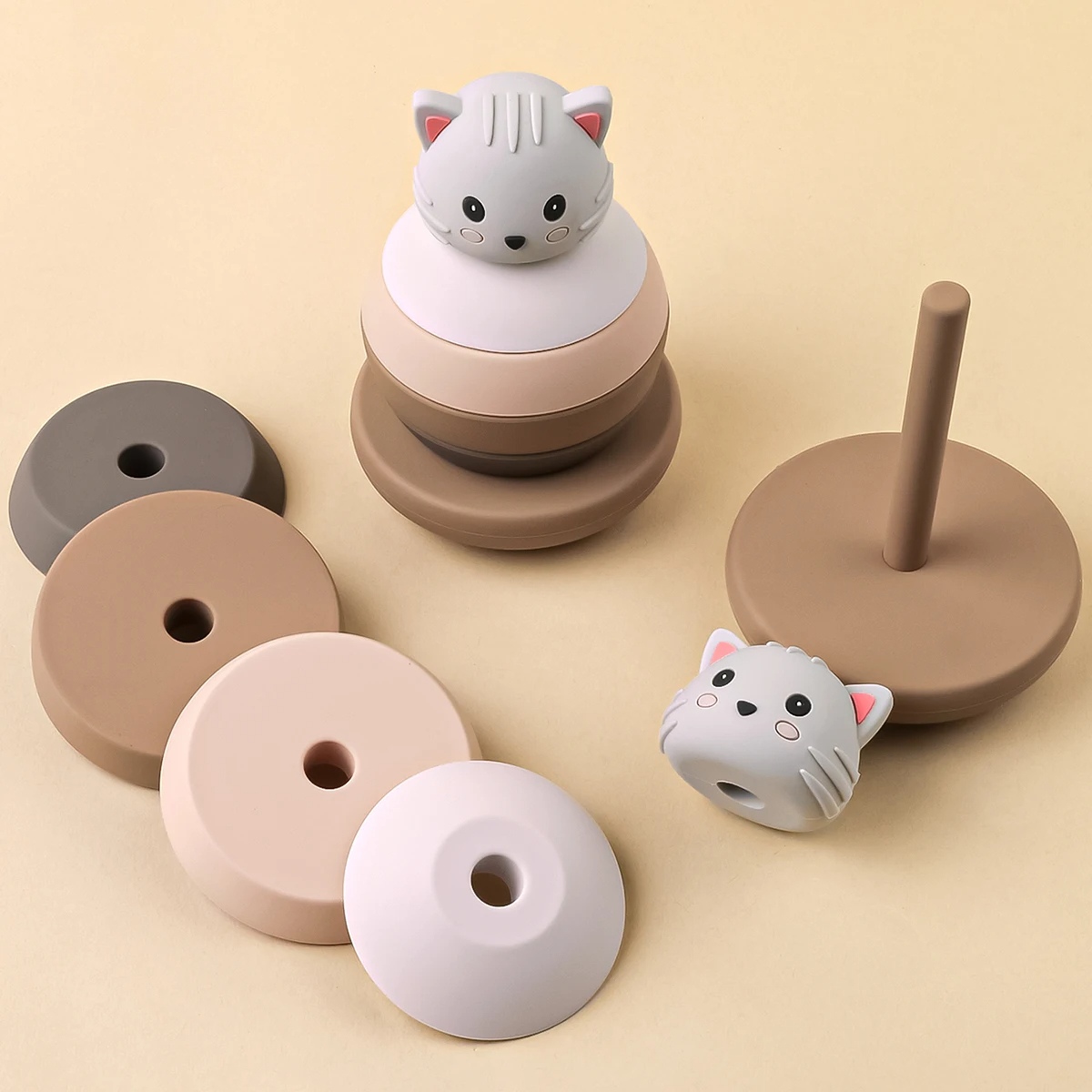 Cute Cat Silicone Building Blocks for Babies - Image 7