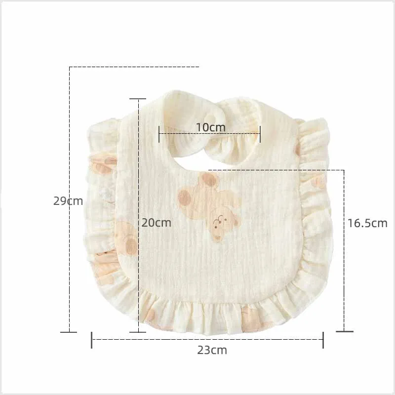 2pcs Set Baby Feeding Bib & Toddler Burp Cloth with Cartoon Ruffle Design - Image 7