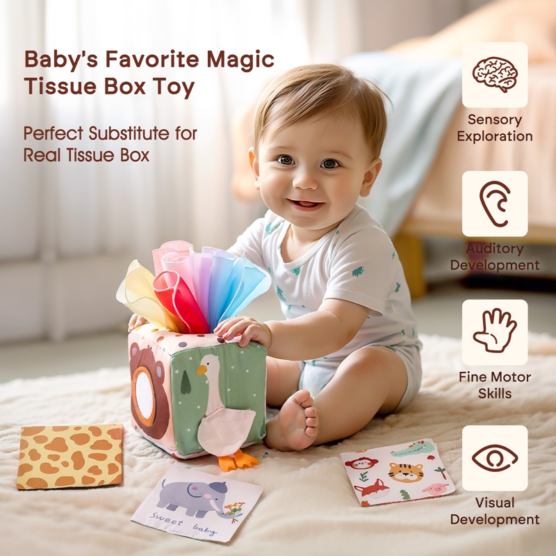 Montessori Sensory Tissue Box Toy for Babies - Educational & Crinkle Fun - Image 3
