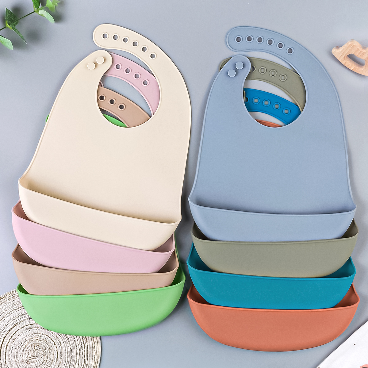 3-Pack Waterproof Silicone Baby Bibs