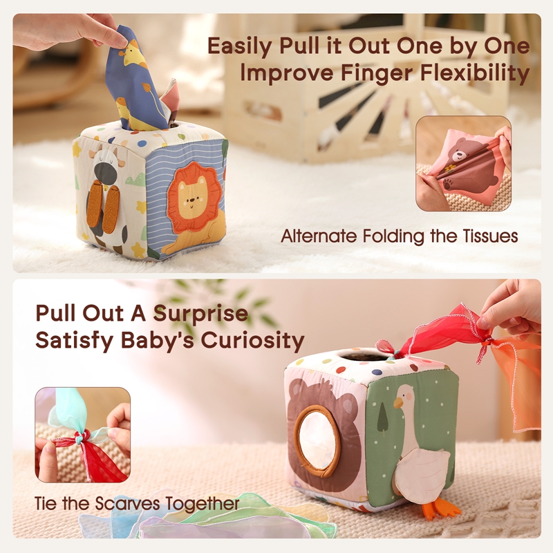 Montessori Sensory Tissue Box Toy for Babies - Educational & Crinkle Fun - Image 4