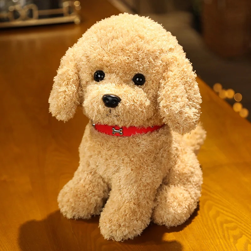 Lovely Curly Hair Teddy Dog Plush Toy with Collar & Head Flower - Image 7