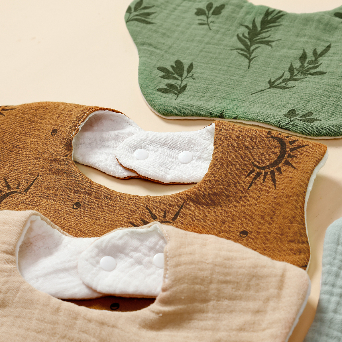 Soft & Absorbent Baby Bibs – 5 Pack Muslin Cotton Burp Cloths, Petal Shape - Image 5