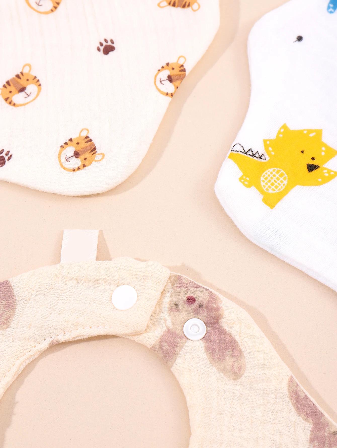 Soft and Absorbent Korean Cotton Gauze Baby Bib – Cute Cartoon Double-Sided Saliva Towel - Image 4