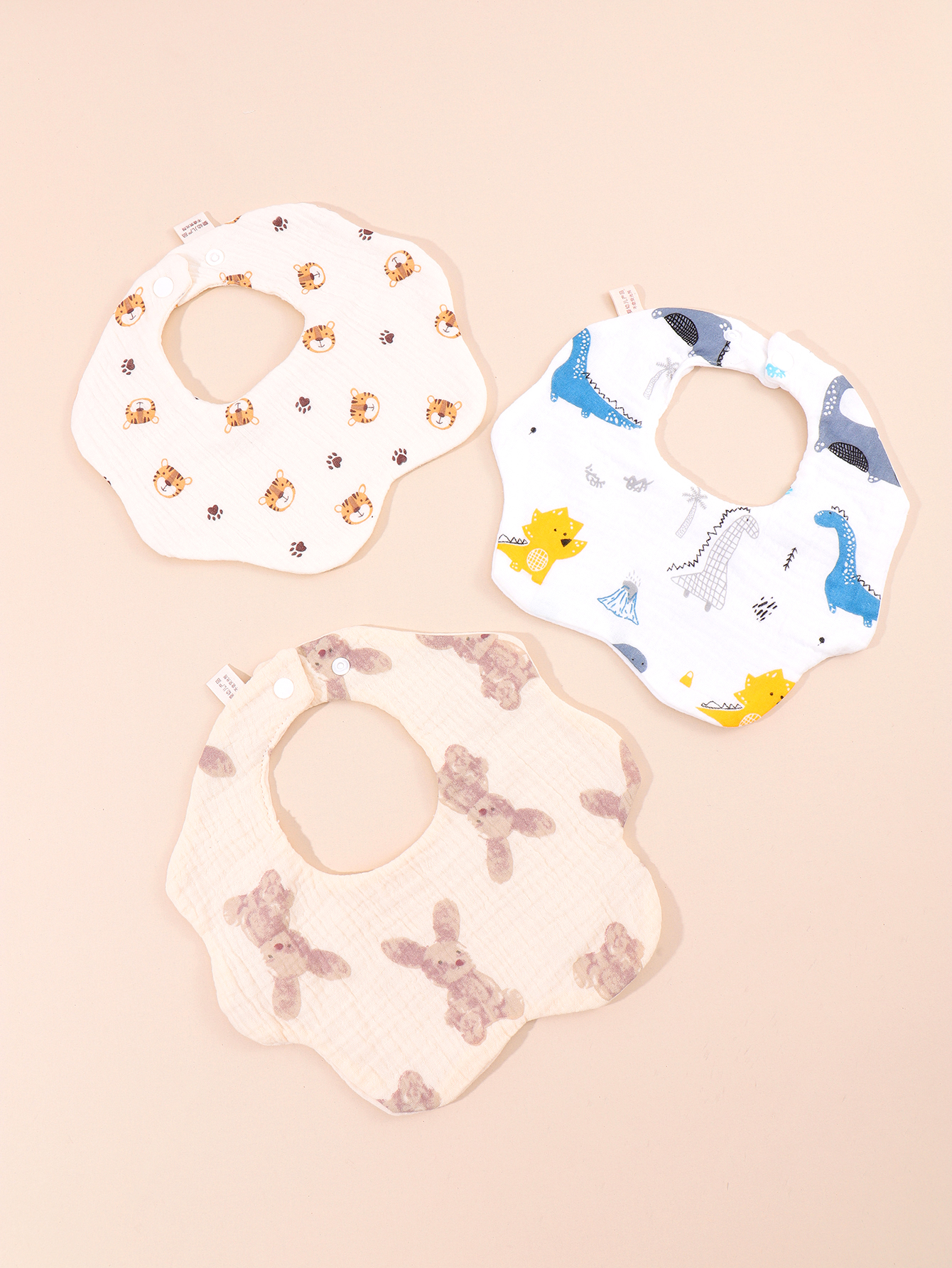 Soft and Absorbent Korean Cotton Gauze Baby Bib – Cute Cartoon Double-Sided Saliva Towel - Image 3