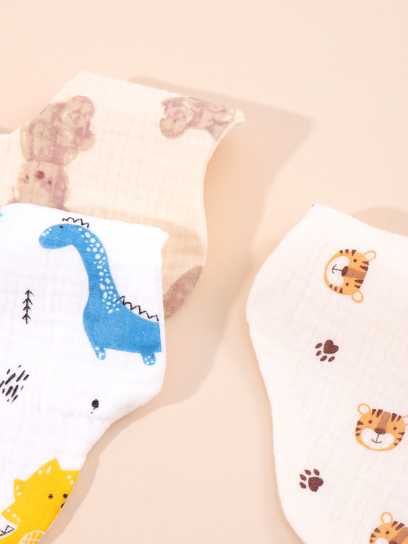 Soft and Absorbent Korean Cotton Gauze Baby Bib – Cute Cartoon Double-Sided Saliva Towel - Image 5